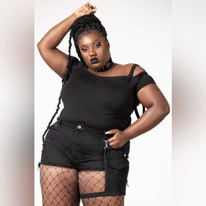 Killstar - Fury Road Denim Garter Shorts - 3XL